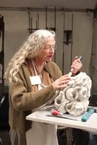 Pacific Northwest Sculptors member Carole Murphy at Art in the Pearl 2018